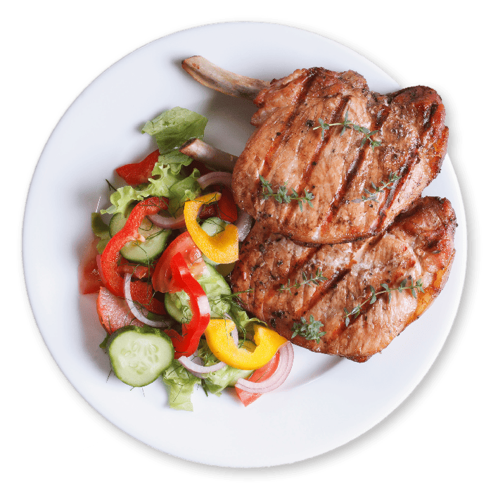 Côtelettes de Porc & Salade Fraîche